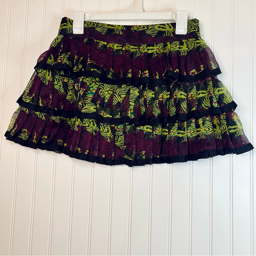 Rare Forever 21 Twist Collection Multicolor Tiered Ruffle Mini Skirt | Small